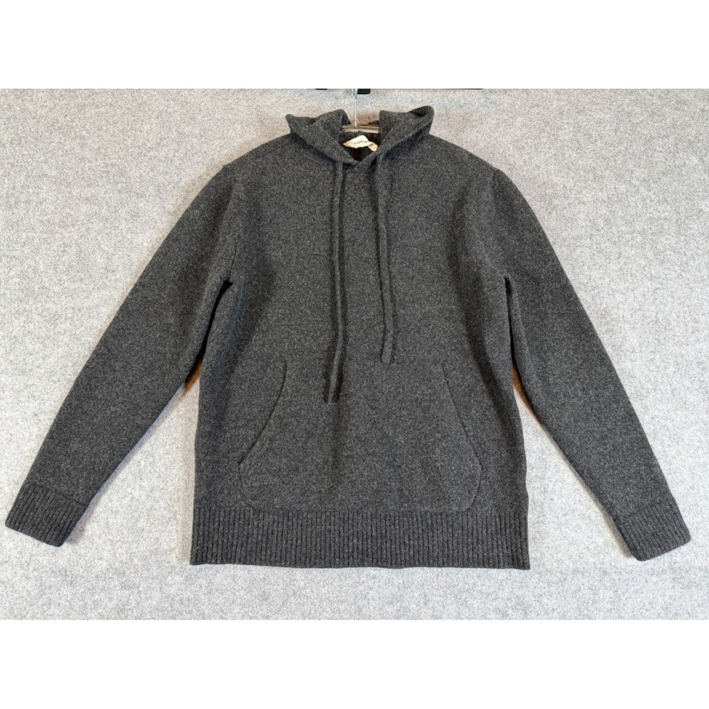 Everlane Wool Hoodie Women Medium Charcoal Grey Excellent Heavy Knit Sweater